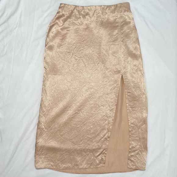 Aritzia | Babaton Eames Skirt High-Waisted Satin Slip Skirt with Slit Denude Sz0 - Picture 3 of 7